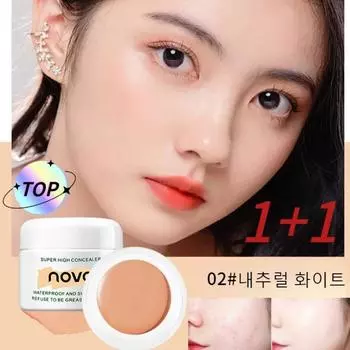 1+1 NOVO Big Cover Concealer 3 Colors Pore Primer Foundation Natural Concealer 12 г