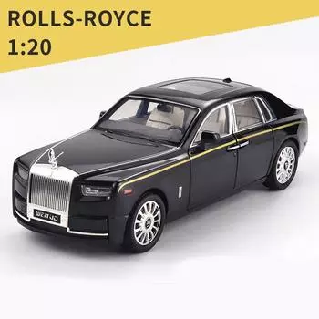 1/20 масштаб Royce, литая под давлением модель автомобиля, игрушечная машина с откатным механизмом, звуком и светом для детей, коллекция подарков для мальчиков и девочек 1/20-27.5x9x7.5cm чёрный
