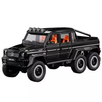 1/20 Mercedes Benz Off Road 6*6 Big Tire Alloy Car Model Diecast Metal Toy Off Road Vehicles Car Model Sound and Light Simulation Children Gift белый