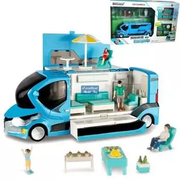 1/20 Шкала Турист -отдых модель модель сплава сплав с сплава сцены Car Toys Подарки для девочек и мальчиков 1/20Size:39.8x25.3x10.2cm синий