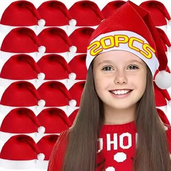 1/20 шт. красные рождественские шапки из нетканого материала шапки Санта-Клауса кепка рождественский фестиваль вечеринка декор новогодние подарки для взрослых детей 1PC