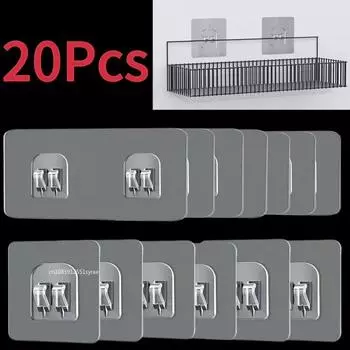 1-20 шт. крючков самоклеящиеся прозрачные прочные крючки настенный держатель для кухни ванной комнаты органайзер полки крючки многоцелевые 1PC