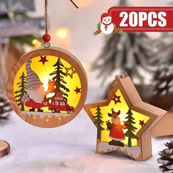 1-20 шт. новые рождественские украшения светодиодные светящиеся рождественские елочные подвески старик снеговик олень ночник украшение подвеска