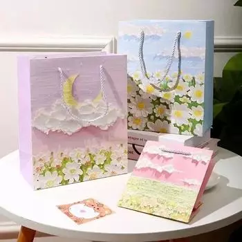 1-20 шт. Подарочный пакет Креативный масляный рисунок Портативный подарочный пакет Праздничные подарки Подарочный пакет из крафт-бумаги Новогодний подарочный пакет для студентов