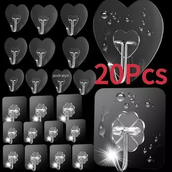 1-20 шт. прозрачные крючки из нержавеющей стали, прочные самоклеящиеся, вешалка для хранения ключей для кухни, ванной, двери, стены, многофункциональные