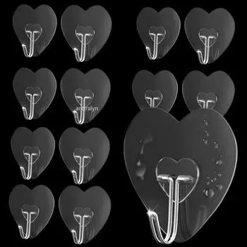 1-20 шт прозрачные прочные самоклеящиеся крючки из нержавеющей стали многоцелевые крючки для хранения вешалка для кухни ванной двери стены