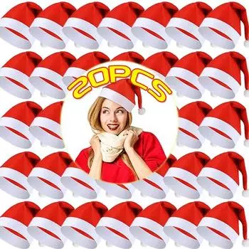 1/20 шт. Рождественская шапка для взрослых и детей, красная нетканая подарочная шапка Санта-Клауса для веселого Рождества, новогоднего праздничного украшения 1PC-L