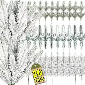 1/20 шт. рождественские ветки сосновых иголок искусственные сосновые иголки искусственные растения рождественские елочные венки украшения для дома новогодние подарки 1PC