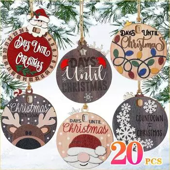 1-20 шт. Рождественский календарь обратного отсчета на 25 дней Санта-Клаус, лось, деревянная подвеска, украшение на рождественскую елку, рождественский подарок, креатив As Shown