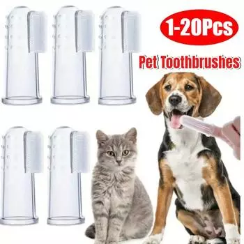 1-20 шт. силиконовые мягкие напальчники для домашних животных, зубные щетки для собак, щетка для зубов от неприятного запаха изо рта, средство для чистки зубов, скраб для кошек, силикагель, принадлежности для домашних животных 1pcs-with box