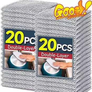 1/20 шт. утолщенная стальная проволочная салфетка для чистки двухслойная волшебная тряпка для мытья посуды кухонное полотенце для мытья посуды многоцелевые чистые тряпки 1PC