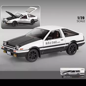 1:20 Toyota AE86 Начальная модель автомобиля D, игрушечный автомобиль из цинкового сплава со звуком и светом для детей, подарок для мальчиков и девочек 21*8*6.7cm белый