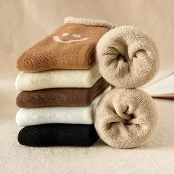 1-20Pairs Socks Children Winter Thickened and Warm Loop Socks Plush Towel Japanese Women s Floor Socks Medium Tube Cotton Socks 1 Pair белый