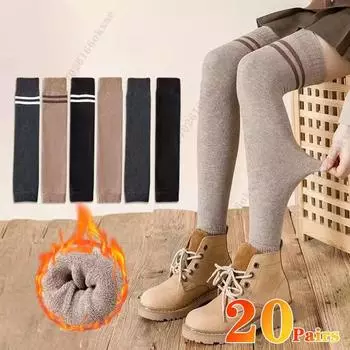 1-20Pairs Winter Thickened Terry Knee Socks Sets Women s Knee Socks Sets Autumn and Winter Knee Socks Cold Padded Knee Pads 1Pair серый