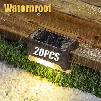 1-20PCS Warm White LED Solar StepLamp Path Stair Outdoor Garden Lights Waterproof Balcony Light Decoration for Patio Fence Light 1PCS
