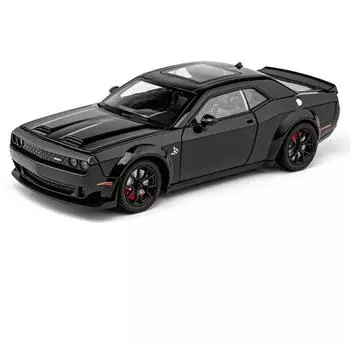 1/22 Dodge Challenger SRT Hellcat Alloy Musle Car Модель литой металлической спортивной машины Модель автомобиля Звук Свет Детская игрушка в подарок чёрный