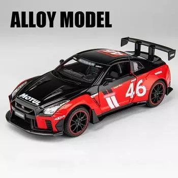 1:22 GTR Simulation Wide Body Racing Alloy Car Model Литой автомобиль Модифицированная гоночная игрушечная машинка Детская игрушка Модные украшения Подарок на день рождения мальчика красный