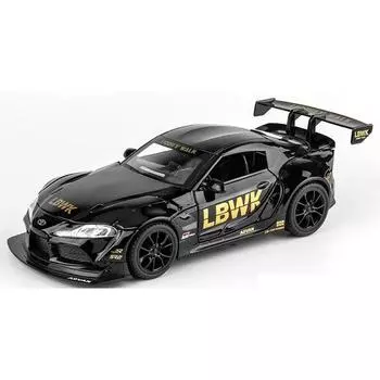 1/22 литая модель автомобиля из сплава миниатюрная Toyota Supra гоночный металлический спортивный автомобиль металл собранный для детей детские подарки Hottoys игрушка для мальчиков чёрный