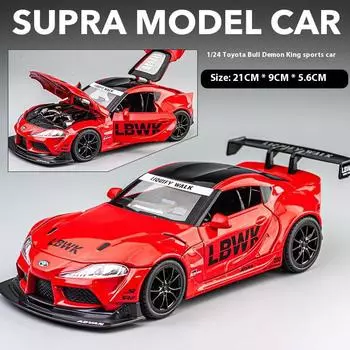 1/22 масштаб Toyota Supra литая модель гоночного автомобиля со звуком и светом инерционный звуковой эффект коллекция украшений для мальчиков подарок красный