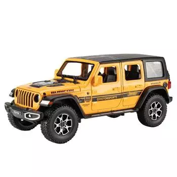 1/22 Модель Jeep Wrangler литая игрушечная модель автомобиля, двери открываются со светом и звуком, металлический сплав, автомобиль для детей, мальчиков, девочек, взрослых, подарки жёлтый