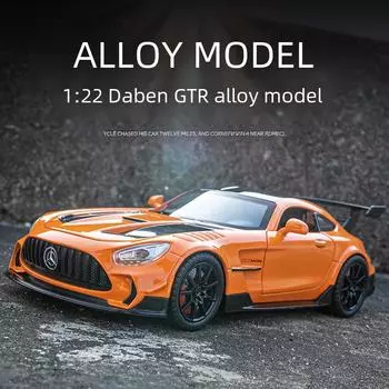 1:22 Модель легкосплавного автомобиля Mercedes Benz GT3 со звуком и светом - детская игрушка и коллекционное украшение оранжевый