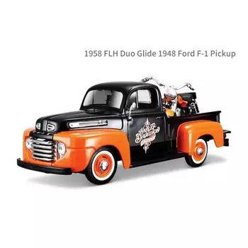 1:24 1958 FLH Duo Glide 1948 F1 Пикап Модель мотоцикла Игрушечная металлическая модель