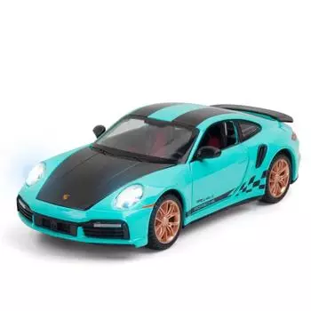1/24 911 Turbo S Игрушечная модель легкосплавного автомобиля со звуком и светом, функция инерционного движения, имитация модели транспортного средства, коллекция, подарок для друга синий