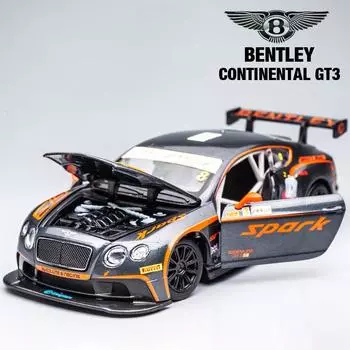 1:24 Bentley Continental GT3 литой игрушечный автомобиль из литого сплава модель автомобиля со звуком и светом и функцией инерционного движения игрушечный автомобиль для детей мальчик подарок чёрный