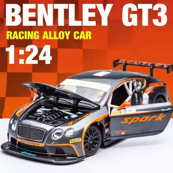 1:24 Bentley Continental GT3 литой игрушечный автомобиль из литого сплава модель автомобиля со звуком и светом и функцией инерционного движения игрушечный автомобиль для детей мальчик подарок чёрный