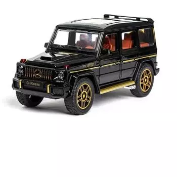 1/24 Benz G63 SUV литая модель автомобиля из литого металла и игрушечная модель внедорожника для моделирования звука и света коллекционная игрушка в подарок чёрный