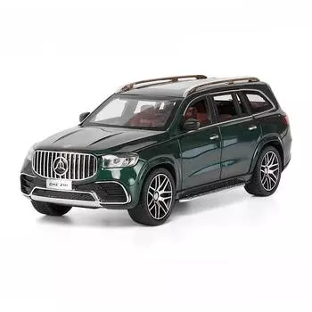 1/24 Benz GLS63 AMG Scale Alloy Diecast Toy Model Simulation Metal Vehicles Toy SUV Pull Back Sound Light Toys for Children зелёный