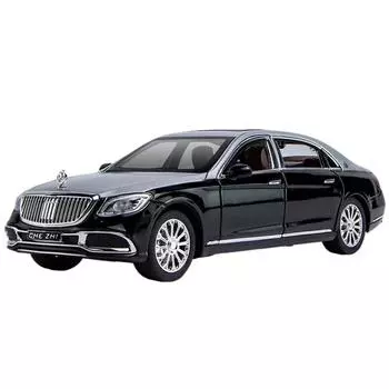 1/24 Benz Maybach S600 литой металлический автомобиль модель игрушечного автомобиля металлический игрушечный транспорт модель автомобиля с высокой имитацией звука и света детская игрушка в подарок чёрный