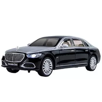 1/24 Benz Maybach S680 литой металлический автомобиль модель игрушечная машинка со звуком и светом центральное управление украшения коллекционные детские игрушки чёрный