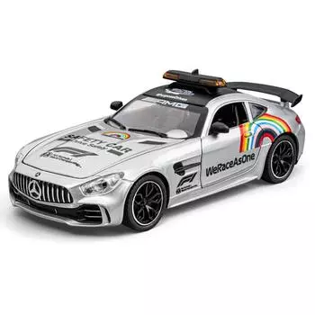1/24 Benzs GTR AMG SAFETY CAR Supercar литая игрушечная модель автомобиля со звуком и светом детские игрушки коллекционные предметы подарок на день рождения серебряный