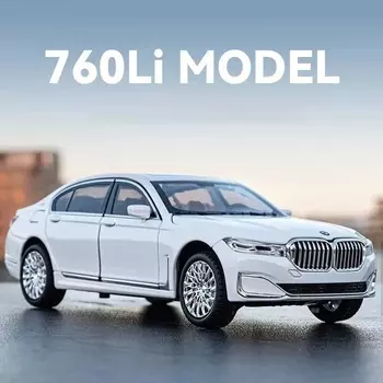 1/24 BMW 760Li Компьютерный настольный орнамент Литой металлический автомобиль Модель Детские игрушки Бутик Украшения Подходит для подростков Подарок белый