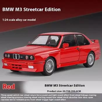1:24 BMW M3 1988 уличная машина литая модель автомобиля из сплава металла 3 передачи инерционный руль коллекция хобби украшения мальчики дети подарок красный