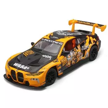 1/24 BMW M4 GT3 WASA литые машинки симулятор спортивный автомобиль игрушка Tide Play украшения мальчик подарок жёлтый