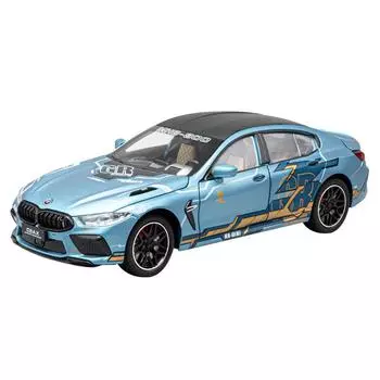 1/24 BMW M8 MANHART MH8 800 литой спортивный автомобиль модель литой металл гоночный автомобиль транспортные средства модель имитация звук и свет детская игрушка подарок синий