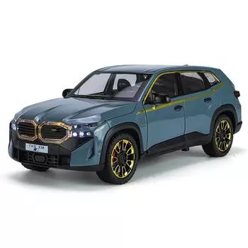 1/24 BMW XM внедорожник игрушечная модель автомобиля литой сплав инерционный механизм со звуком и светом управляемая масштабная модель транспортного средства игрушки для мальчиков сувенир подарок синий