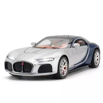 1/24 Bugatti Atlantic Supercar литая игрушечная модель автомобиля рулевое управление звук и свет детские игрушки коллекционные подарки на день рождения серебряный/синий