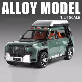1:24 BYD U8 SUV внедорожник литой металлический литой микроавтомобиль масштабная модель автомобиля звук и свет детская игрушка мальчик коллекция украшения зелёный