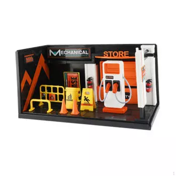 1/24 Диорама Модель гаража для автомобиля, Мастерская Сцена Модель для микроландшафта, Песочный стол, and Charging Station