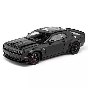 1/24 Dodge Challenger Hellcat игрушечная машинка литая Metel Cars игрушечные машинки с откидным механизмом Hellcat со звуком и светом Hellc для детей чёрный