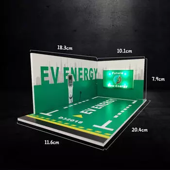 1/24 Гараж литой автомобиль витрина модель декорация сцены диорама подарок, коллекция парковка зелёный