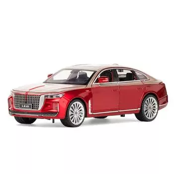 1/24 HONGQI H9 High Simulation Diecast Metal Alfa Модель автомобиля Звук Свет Инерционный механизм Коллекция Детские игрушки Подарки F568 красный
