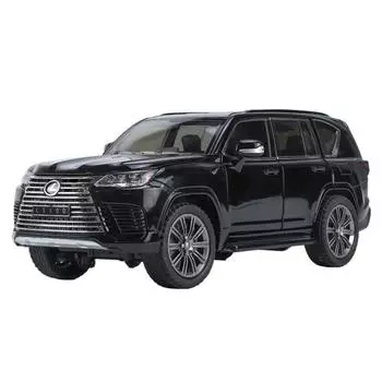 1/24 имитация Lexus Lx600 модель легкосплавного автомобиля со звуком и светом игрушечный внедорожник для мальчиков коллекция украшения подарок чёрный