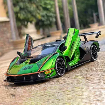 1:24 Lambo SCV12 Модель легкосплавного автомобиля с инерционным механизмом, звук и свет, детская игрушечная модель спортивного автомобиля, изысканные настольные украшения, коллекция, подарок для мальчика белый