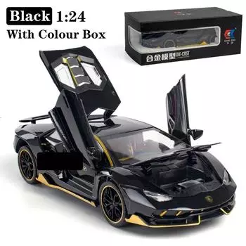 1/24 Lamborghini In League Car Sportive Diecast Sound Model & Light Pull Back Car Toy Toy для детей Hot Wheel LP770 чёрный