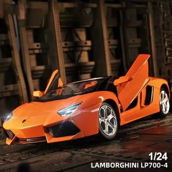 1:24 Lamborghini LP700-4 Aventador Roadster, литая игрушечная модель автомобиля из сплава, звук и свет, детская игрушка, коллекционные предметы, подарок на день рождения
