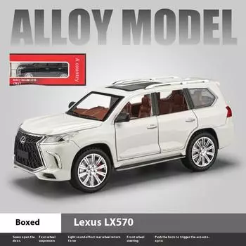 1/24 Lexus LX570 внедорожник литой литой автомобиль модель компьютерный настольный коллекционный подарок для парня подарочная коробка чёрный